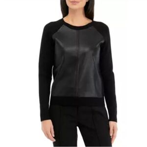 Philosophy Women's Long Sleeve Vegan Leather Front Sweater